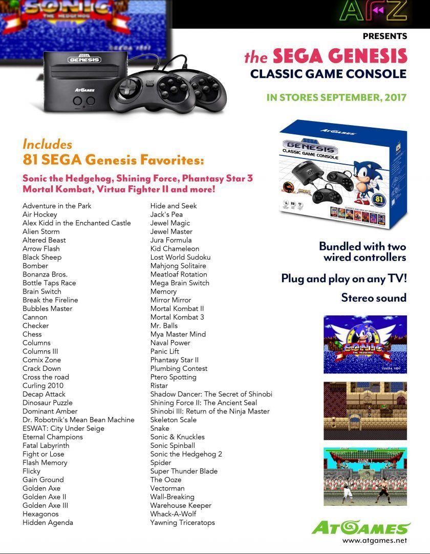 Sega genesis classic console games list